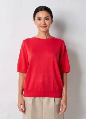 Pull resserrée sur le bas manches courtes rouge STREET ONE femme