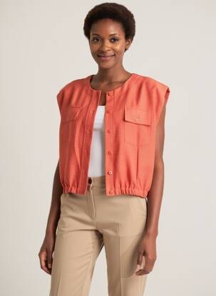 Veste casual col rond orange GEISHA femme