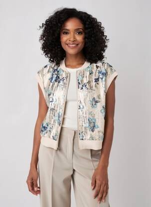 Veste casual col rond bleu GEISHA femme