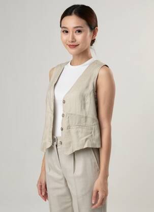 Gilet sans manche coupe cintrée beige STREET ONE femme
