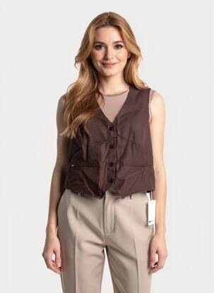 Gilet sans manche coupe cintrée marron STREET ONE femme
