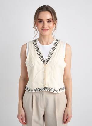 Gilet sans manche coupe cintrée beige NEKANE femme