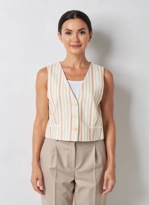 Gilet sans manche doublure beige SURKANA femme