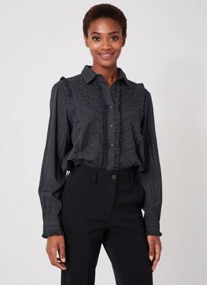 Chemisier manches longues manches longues bleu MAISON HOTEL femme