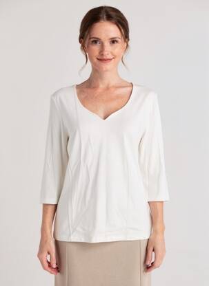 Top coupe cintrée manches 3/4 blanc STREET ONE femme