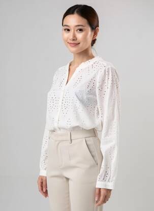 Chemisier coupe droite manches longues blanc STREET ONE femme