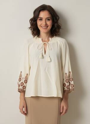 Blouse manches 3/4 manches 3/4 beige GEISHA femme