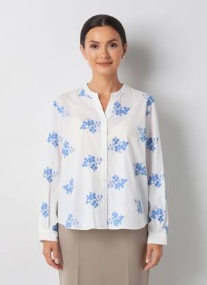Chemisier manches longues manches longues bleu GEISHA femme