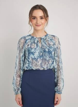 Blouse légère et transparente manches longues bleu STREET ONE femme
