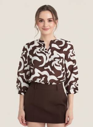 Blouse imprimé fantaisie manches 3/4 marron STREET ONE femme