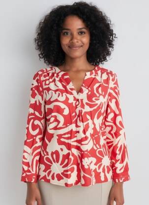Chemisier imprimé fantaisie manches 3/4 rouge STREET ONE femme