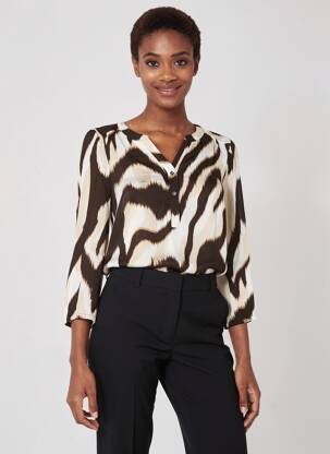 Blouse imprimé fantaisie manches 3/4 marron STREET ONE femme