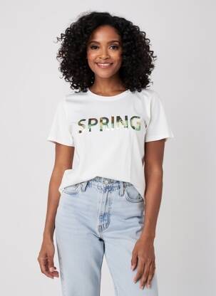 T-shirt coupe droite manches courtes blanc GEISHA femme