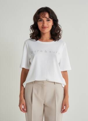 T-shirt col rond manches courtes blanc STREET ONE femme