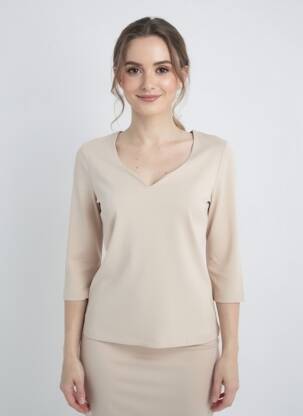 Top coupe cintrée manches 3/4 beige STREET ONE femme