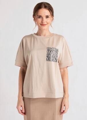 Top stretch manches courtes beige STREET ONE femme