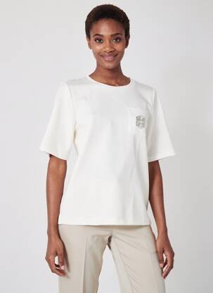 T-shirt col rond manches courtes blanc STREET ONE femme