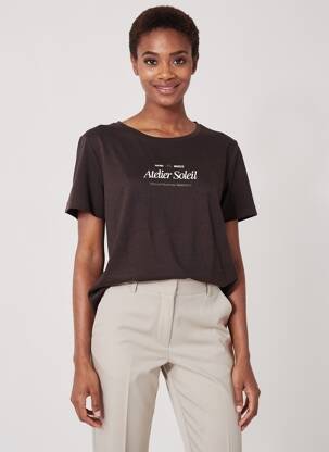 T-shirt sérigraphie floquée manches courtes marron STREET ONE femme