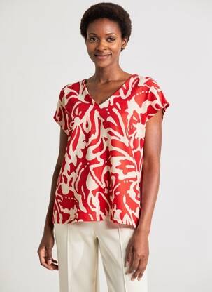 Top imprimé fantaisie manches courtes rouge STREET ONE femme