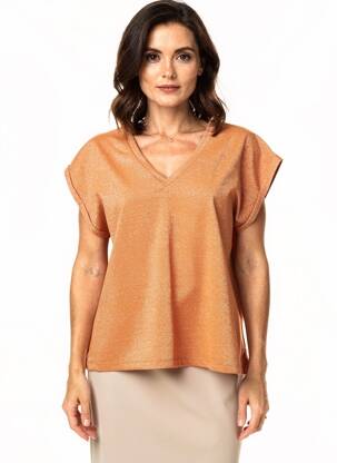 Top manches courtes manches courtes marron GEISHA femme