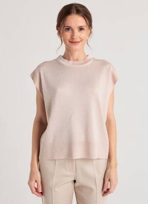 Pull col rond manches courtes rose GEISHA femme