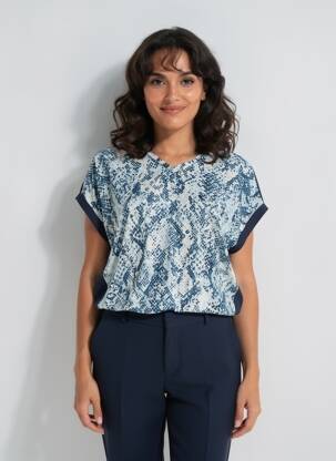 Top stretch manches courtes bleu STREET ONE femme