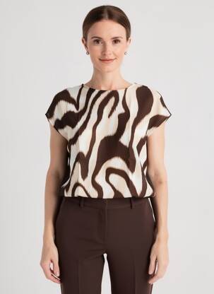 Top imprimé fantaisie manches courtes marron STREET ONE femme