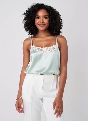 Top/caraco tissage satiné vert NEKANE femme