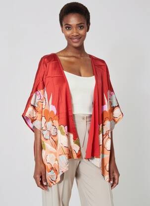 Veste kimono coupe fluide rouge SURKANA femme