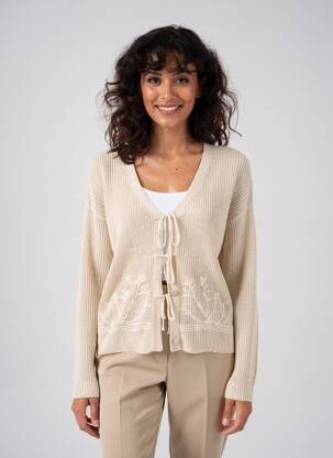 Gilet manches longues maille ajourée or NEKANE femme