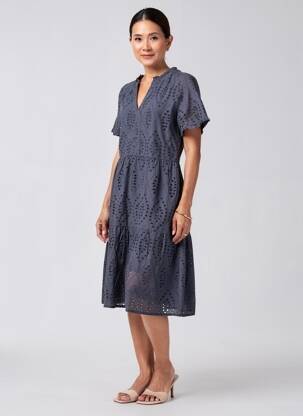 Robe mi-longue manches courtes manches courtes bleu STREET ONE femme