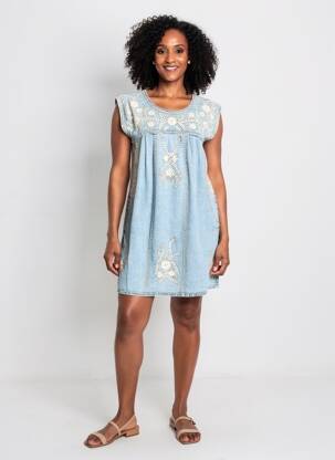 Robe courte manches courtes manches courtes bleu MAISON HOTEL femme