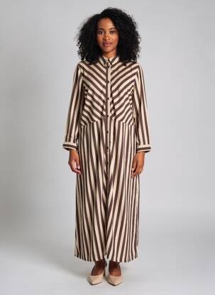 Robe longue manches longues manches longues marron STREET ONE femme
