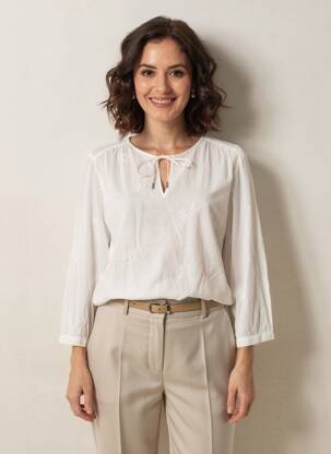 Blouse tissage popeline manches longues blanc STREET ONE femme