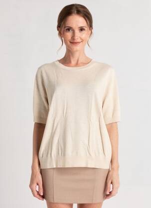 Pull resserrée sur le bas manches courtes beige STREET ONE femme