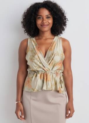 Top coupe cintrée sans manche vert NEKANE femme