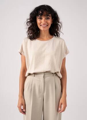 Top stretch manches courtes beige STREET ONE femme