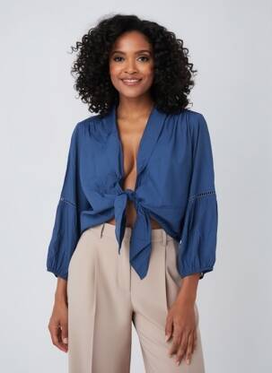 Top manches longues manches longues bleu LARAETHNICS femme