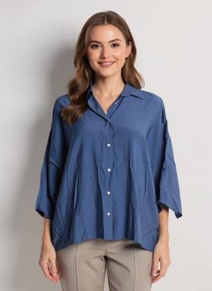 Chemisier manches courtes manches courtes bleu LARAETHNICS femme