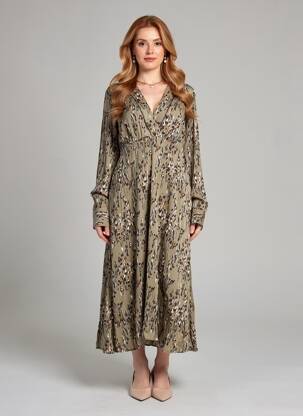 Robe longue imprimé fantaisie manches longues vert LOLA ESPELETA femme