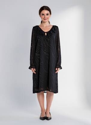 Robe mi-longue manches longues manches longues noir CREAM femme