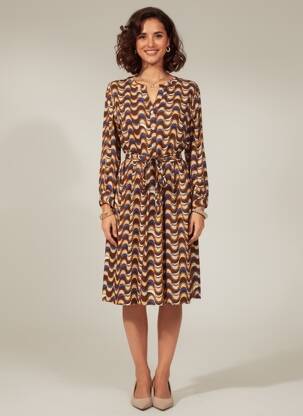 Robe mi-longue manches 3/4 manches 3/4 marron CREAM femme