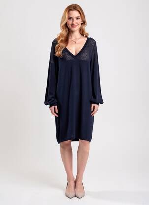 Robe mi-longue manches longues manches longues bleu LOLA ESPELETA femme