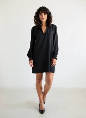 Robe courte manches longues manches longues noir LOSAN femme