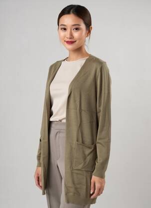 Gilet manches longues manches longues vert CREAM femme