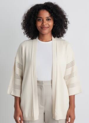 Gilet manches longues manches 3/4 beige LOLA ESPELETA femme