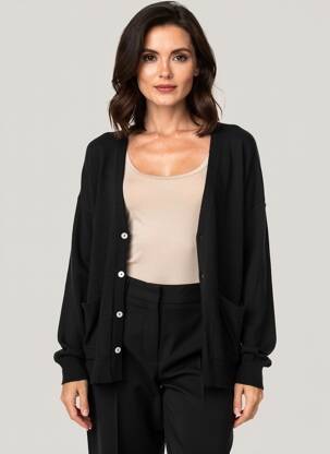 Gilet manches longues fermeture boutonnée sur le devant noir LOLA ESPELETA femme