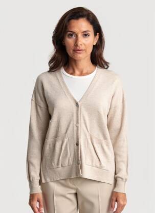 Gilet manches longues fermeture boutonnée sur le devant beige LOLA ESPELETA femme