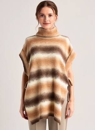 Pull tunique col roulé sans manche marron LOLA ESPELETA femme