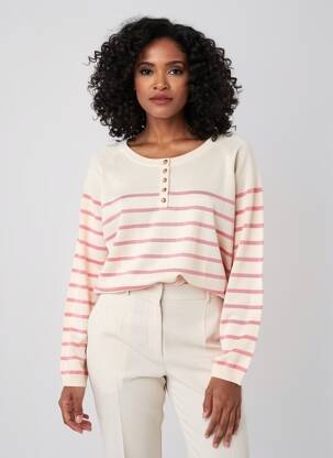 Pull resserrée sur le bas manches longues rose CREAM femme